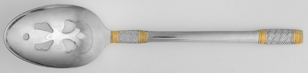 Golden Corsica (Stainless, Gold Accent) Pierced Tablespoon (Serving Spoon) by Wallace Silver-1