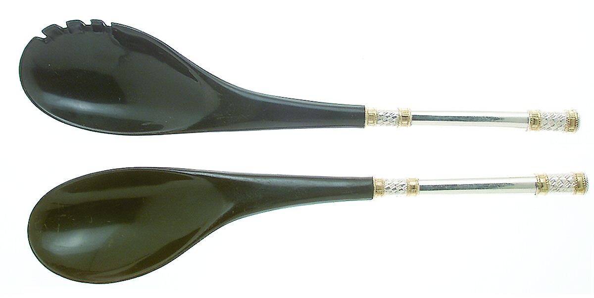 Golden Corsica (Stainless, Gold Accent) Plastic Bowl 2-Piece Salad Set by Wallace Silver-1