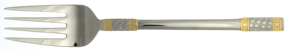 Golden Corsica (Stainless, Gold Accent) Large Solid Cold Meat Serving Fork by Wallace Silver-1