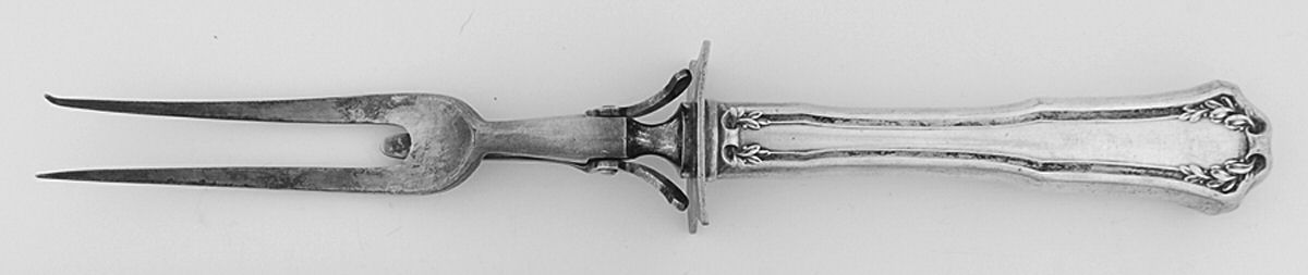 Laurel (Silverplate, 1910) Large Stainless-Prong Roast Carving Fork by Wallace Silver-1