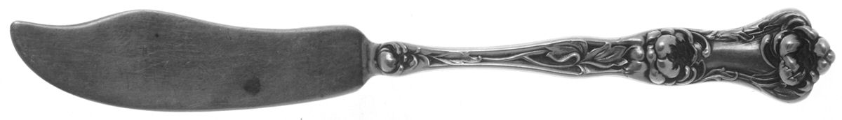 Peony (Sterling, 1906, No Monograms) Flat Handle Master Butter Knife by Wallace Silver-1