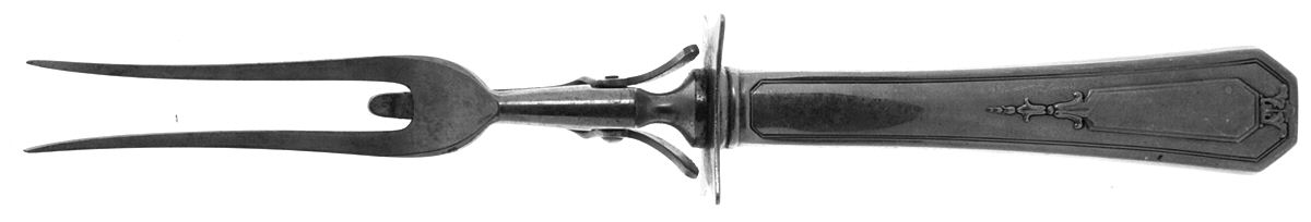 Princess Mary (Sterling, 1922, No Monos) Large Stainless-Prong Roast Carving Fork by Wallace Silver-1