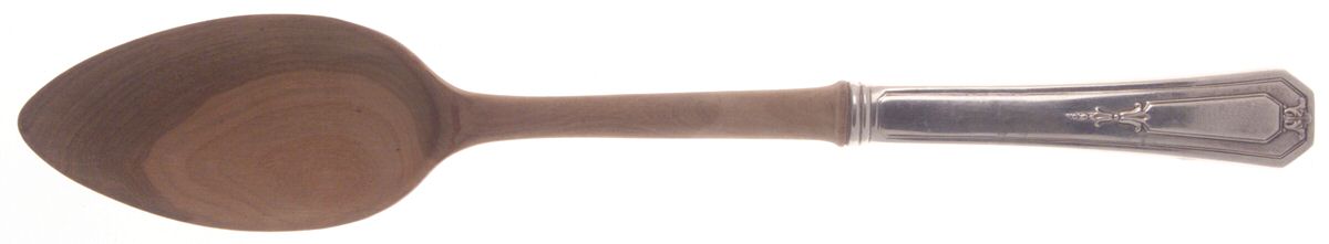 Princess Mary (Sterling, 1922, No Monos) Salad Serving Spoon with Wooden Bowl by Wallace Silver-1