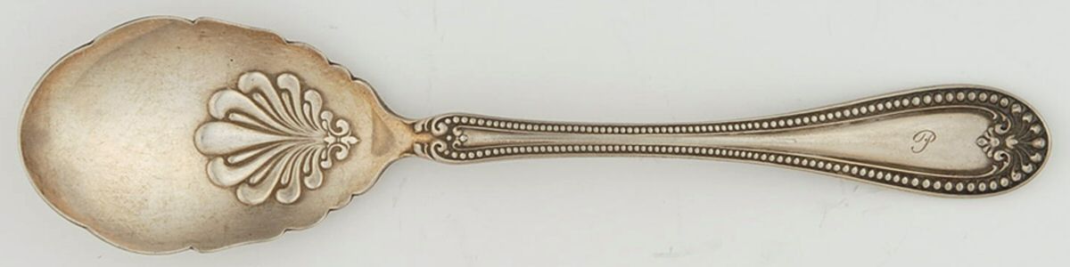 Stuart (Silverplate, 1899) Monogram Sugar Shell Spoon by Wallace Silver-1
