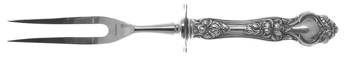 Violet (Sterling, 1904, No Monograms) Small Carving Fork W/Sterling Guard by Wallace Silver-1