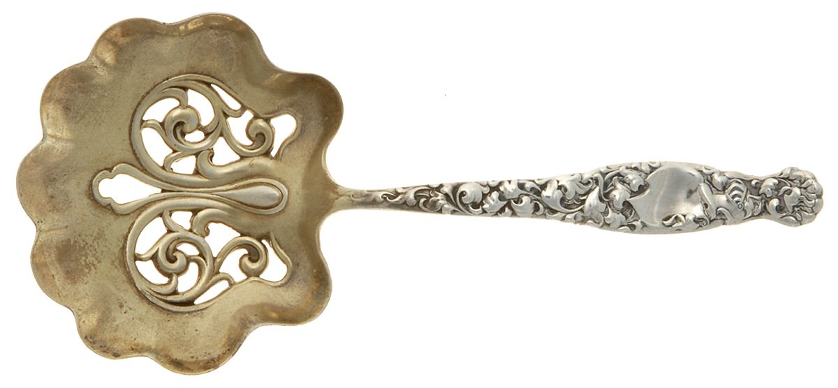 Heraldic (Sterling, 1880) Solid Bon Bon Spoon by Whiting Manf Co-1