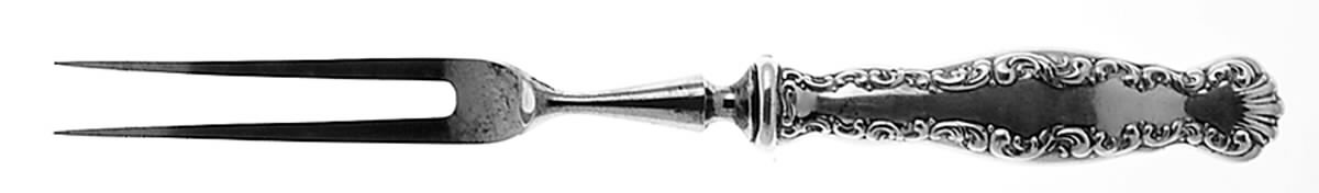 Louis XV (Sterling, 1891) Small Steak Carving Fork with Stainless Prongs by Whiting Manf Co-1