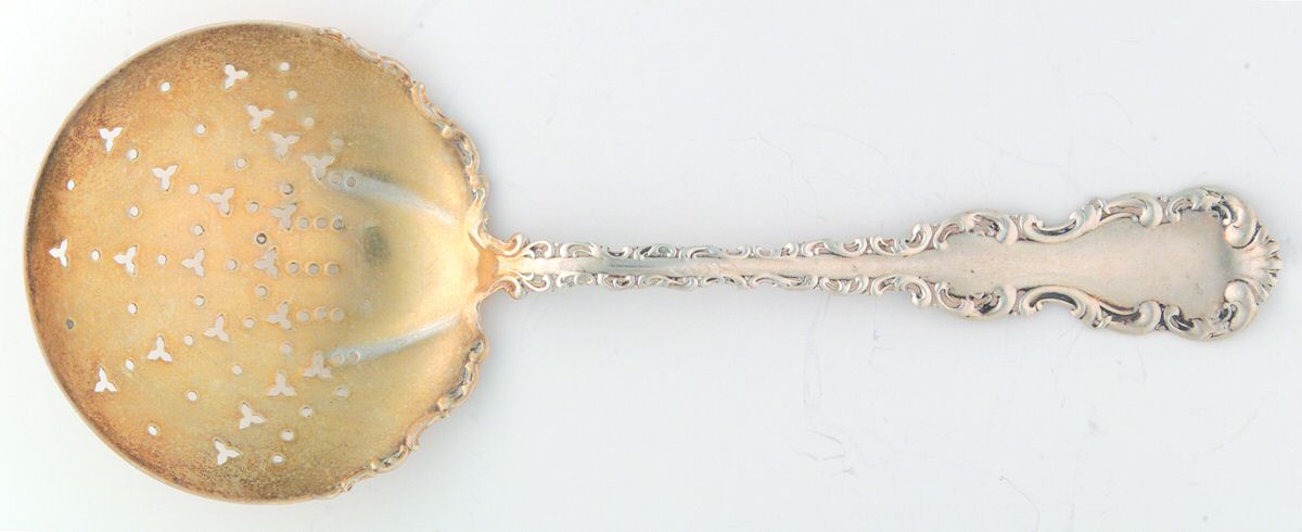 Louis XV (Sterling, 1891) Large Pierced Pea Serving Spoon by Whiting Manf Co-1