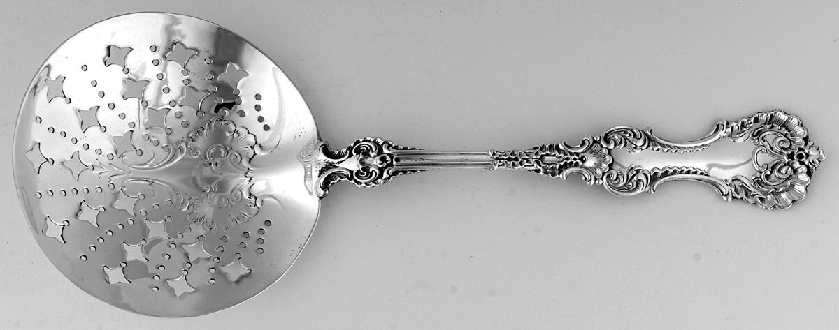 Pompadour (Sterling, 1895-1898) Large Pierced Pea Serving Spoon by Whiting Manf Co-1