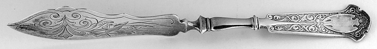 Arabesque (Sterling, 1870, No Monograms) Flat Handle Bright Cut Master Butter by John R Wendt-1