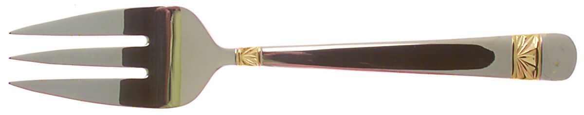 Wicklow Gold (Stainless, Gold Acct) Large Solid Cold Meat Serving Fork by Waterford-1