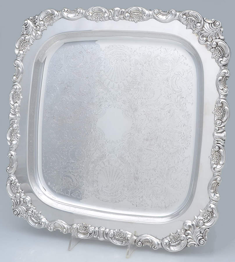 Baroque (Silverplate, Hollowware, Older) Square Silverplate Tray by Wallace Silver-1