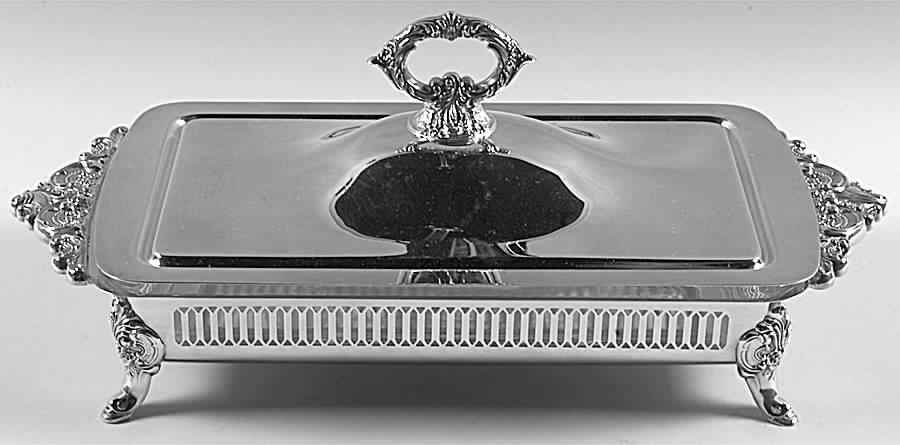 Baroque (Silverplate, Hollowware, Older) Silverplate Rectangular Covered Casserole with Liner by Wallace Silver-1