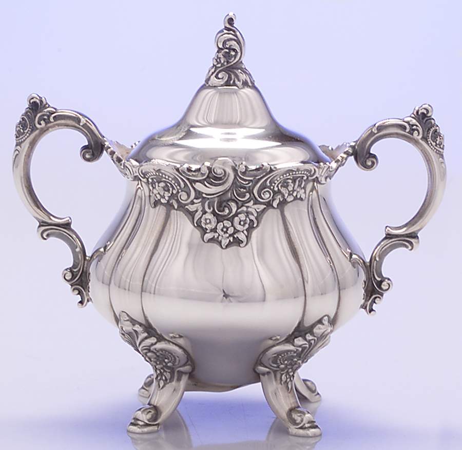 Baroque (Silverplate, Hollowware, Older) Sugar Bowl & Lid by Wallace Silver-1