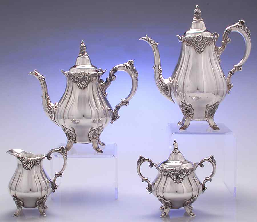 Baroque (Silverplate, Hollowware, Older) (4 Piece) Silverplate Tea Set by Wallace Silver-1