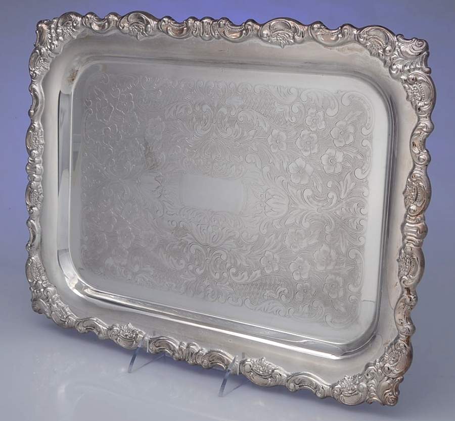 Baroque (Silverplate, Hollowware, Older) 15" Rectangular Tray by Wallace Silver-1