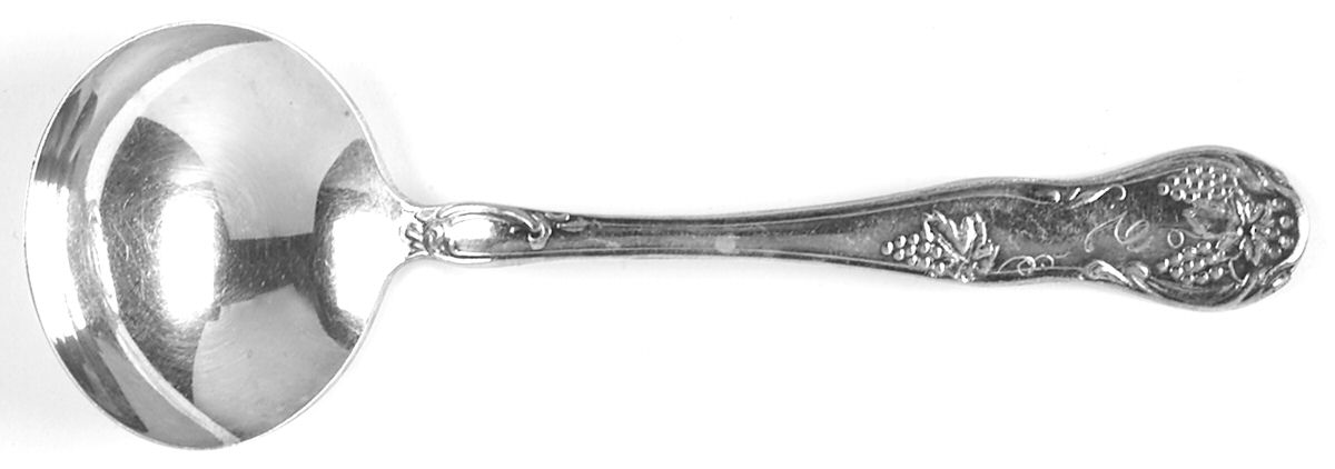 Grape (Silverplate, 1910) Round Bowl Soup Spoon (Bouillon) by W Silver Plate-1