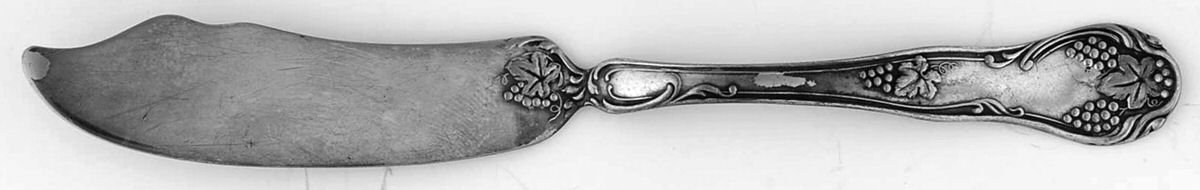 Grape (Silverplate, 1910) Flat Handle Master Butter Knife by W Silver Plate-1