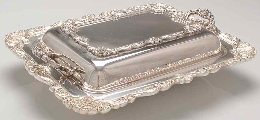 Christopher Wren (Silverplate, Hollowware) 13" Rectangular Double Vegetable by Wallace Silver-1