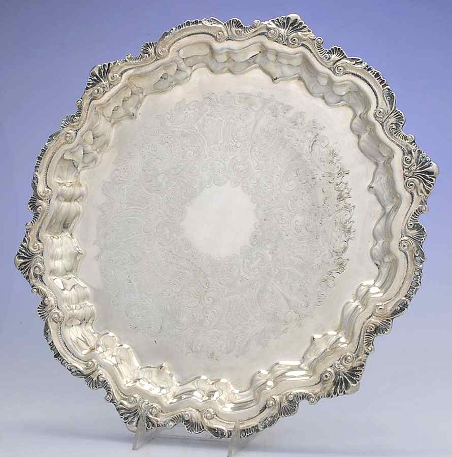 Chippendale (Silverplate, Hollowware) 17" Round Tray by Wallace Silver-1
