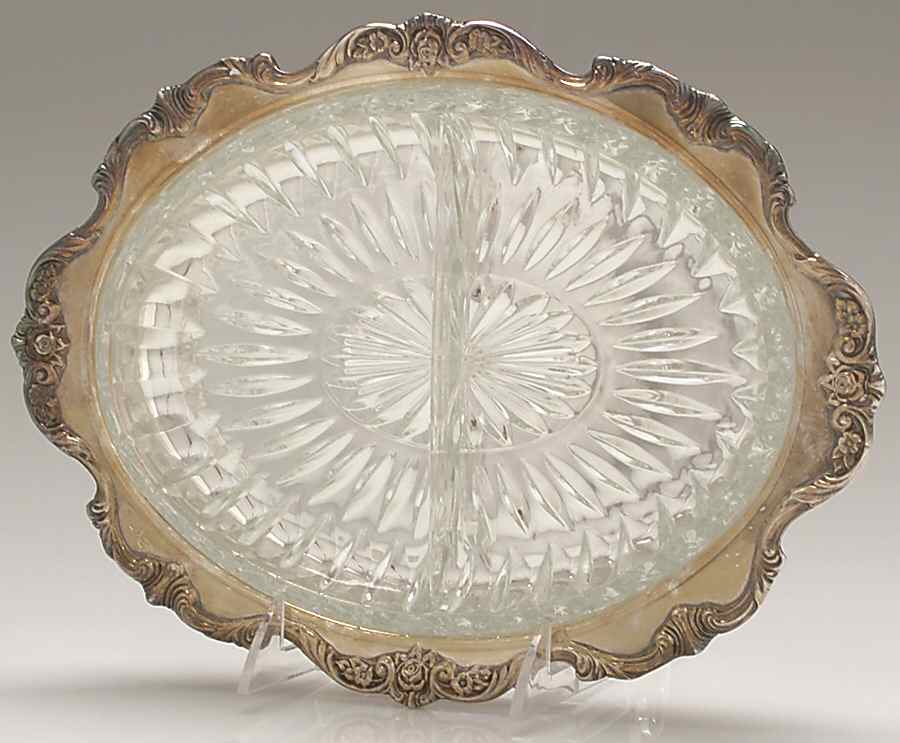 Royal Rose (Silverplate, Hollowware) Relish with Glass Liner by Wallace Silver-1