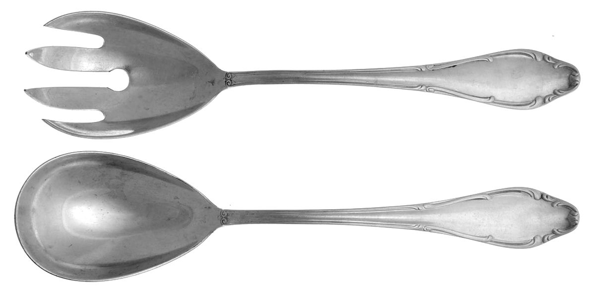 WLN4 (Silverplate) (2 Pc) Solid Salad Set by Wellner (Germany)-1