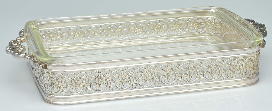 Baroque (Silverplate, Hollowware, Newer) 2 Quart Rectangular Silverplate Open Casserole by Wallace Silver-1