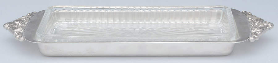 Baroque (Silverplate, Hollowware, Newer) Silverplate Cranberry Dish with Glass Liner by Wallace Silver-1