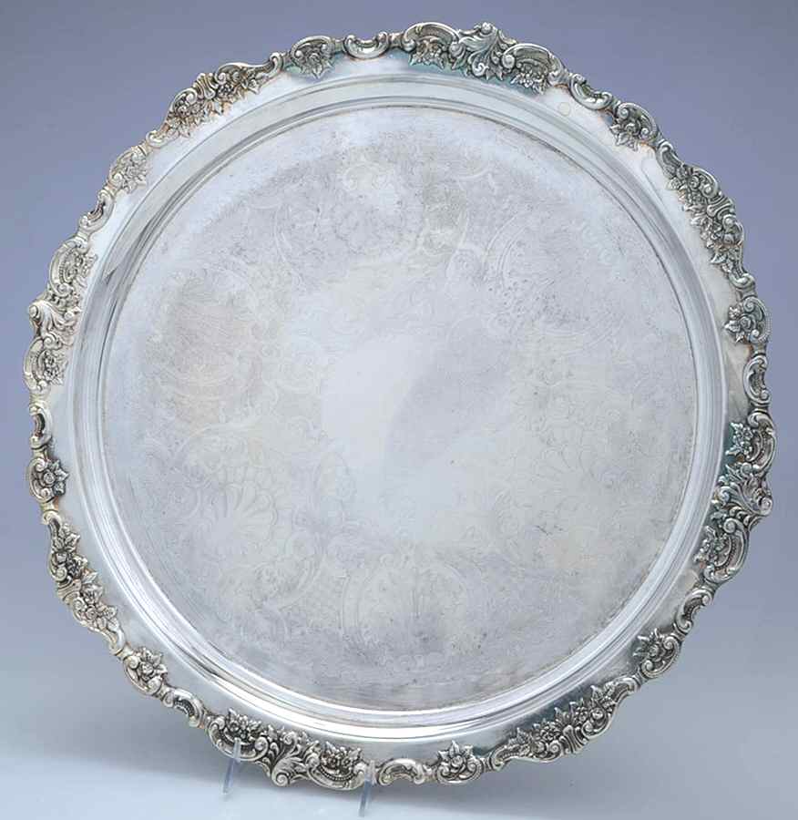 Baroque (Silverplate, Hollowware, Newer) Round Tray For Punch Bowl by Wallace Silver-1
