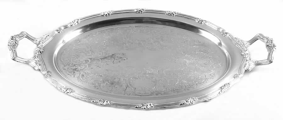1238 (Silverplate, Hollowware) Large Footed Waiter Tray by W & S Blackington Co-1