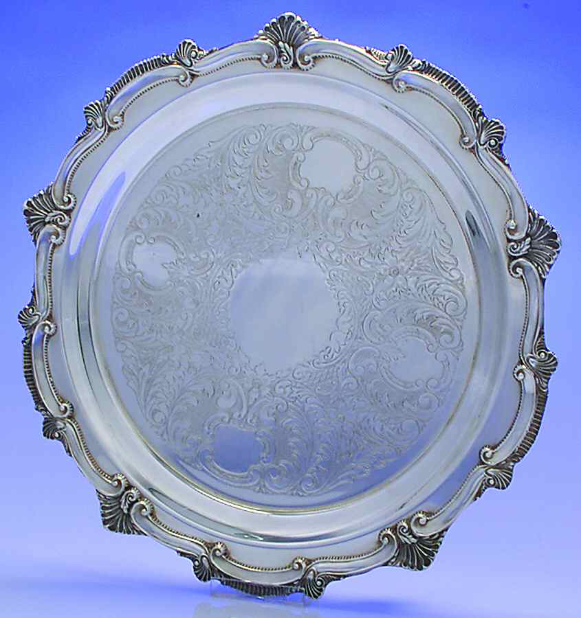 Chippendale (Silverplate, Hollowware) 13" 3-Toed Silverplate Round Tray by W & S Blackington Co-1