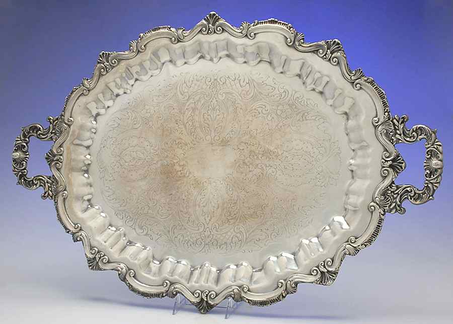 Chippendale (Silverplate, Hollowware) Large Waiter Tray by W & S Blackington Co-1
