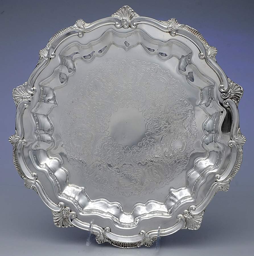 Chippendale (Silverplate, Hollowware) 13" 3-Toed Silverplate Round Tray by W & S Blackington Co-1