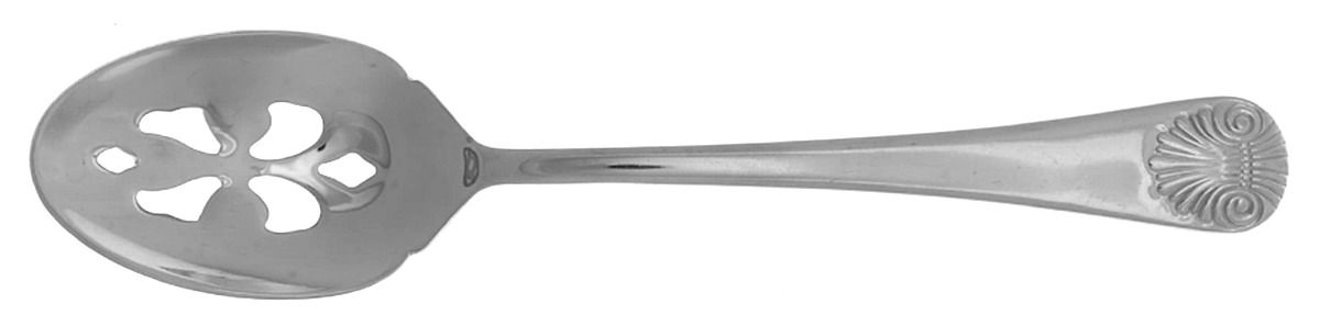 Williamsburg Shell (Stainless) Pierced Tablespoon (Serving Spoon) by William Roberts Silv-1