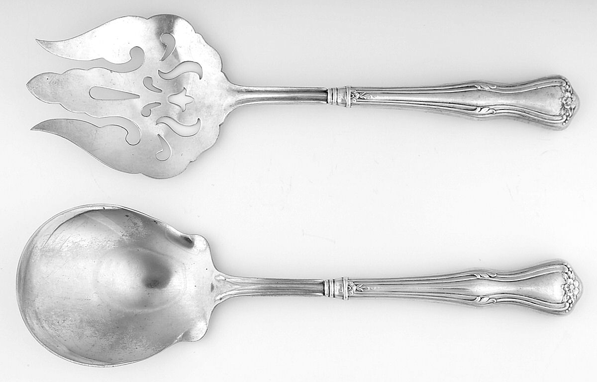 WOX2 (Sterling) 2-Piece Salad Set with Silverplate Bowl by Wolfenden Silver Co-1