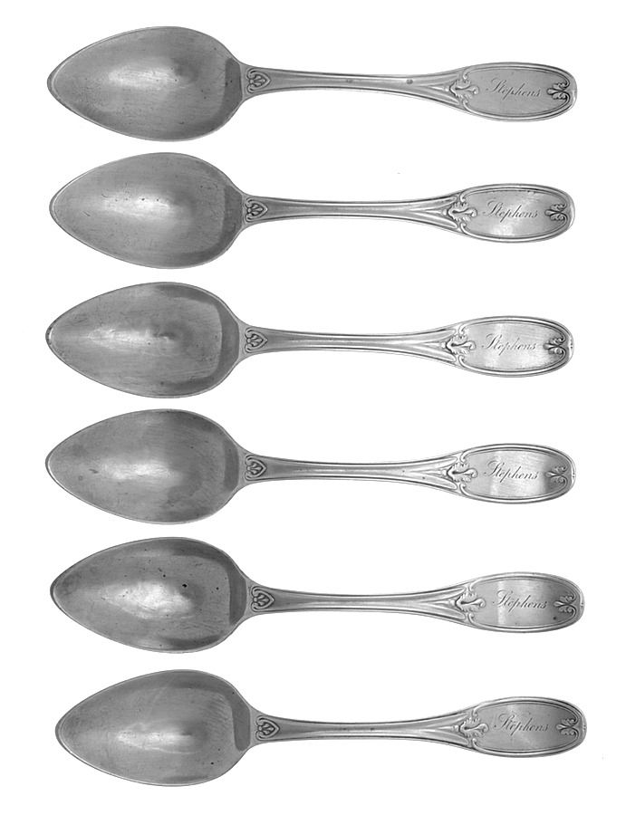 Coin Silver Flatware Dessert/Oval Soup Spoon - Set of 6 by William Kendrick-1