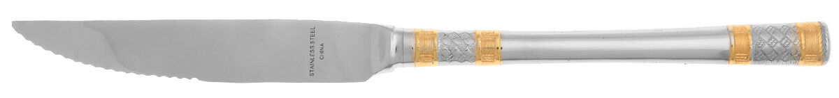 Golden Corsica (Stainless, Gold Accents) Steak Knife Individual Hollow, Serrate HC by Wallace Silver-1
