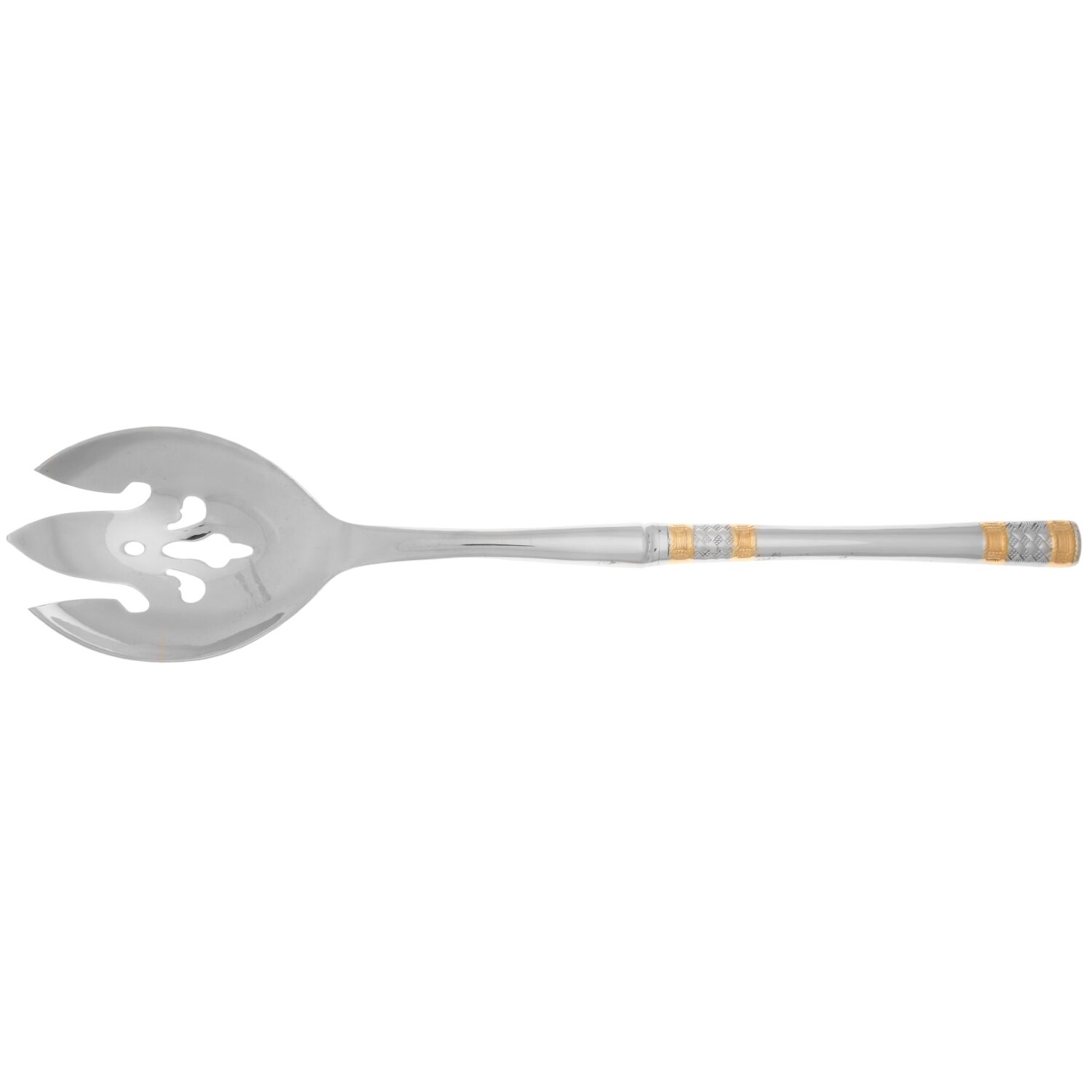 Golden Corsica (Stainless, Gold Accents) Salad Serving Fork with Stainless Prongs HC by Wallace Silver-1