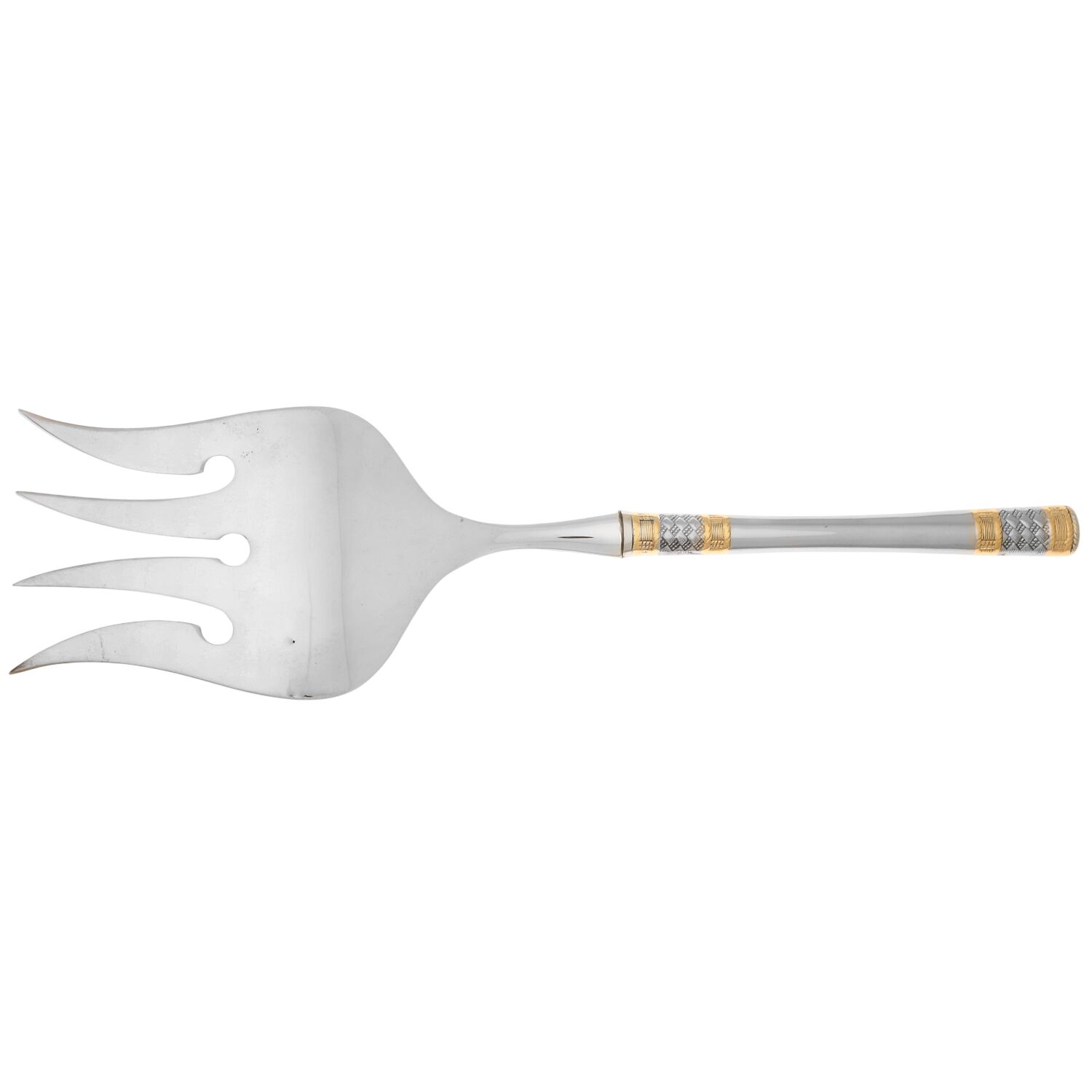 Golden Corsica (Stainless, Gold Accents) Fish Serving Fork with Stainless Tines HC by Wallace Silver-1