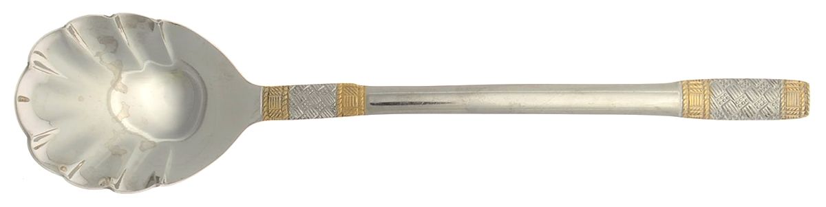 Golden Corsica (Stainless, Gold Accents) Sugar Shell Spoon by Wallace Silver-1