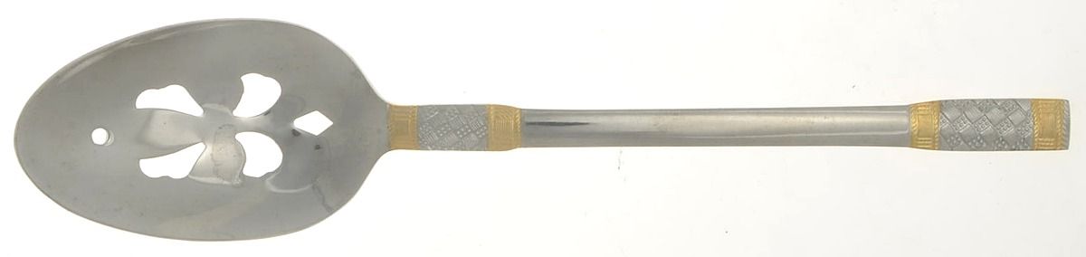 Golden Corsica (Stainless, Gold Accents) Pierced Tablespoon (Serving Spoon) by Wallace Silver-1