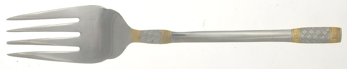 Golden Corsica (Stainless, Gold Accents) Medium Solid Cold Meat Serving Fork by Wallace Silver-1