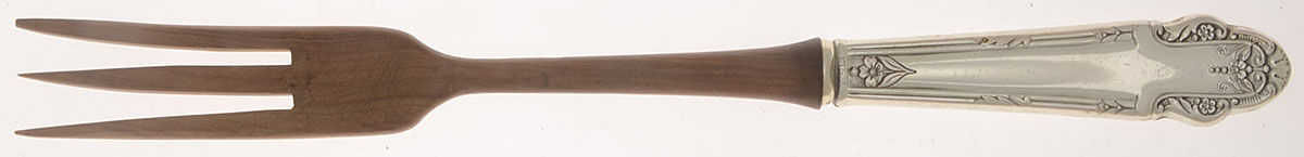 WOX3 (Sterling) Salad Serving Fork with Wooden Prongs by Wolfenden Silver Co-1