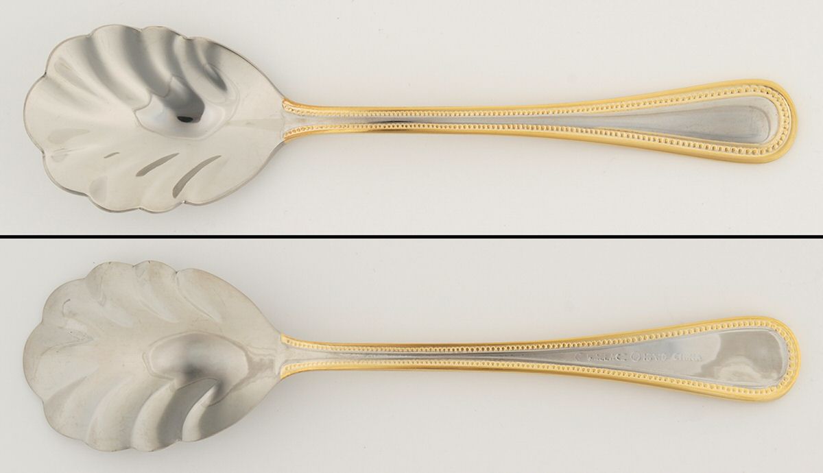 Regal Pearl (Stainless, Gold Accent) Sugar Shell Spoon by Wallace Silver-1