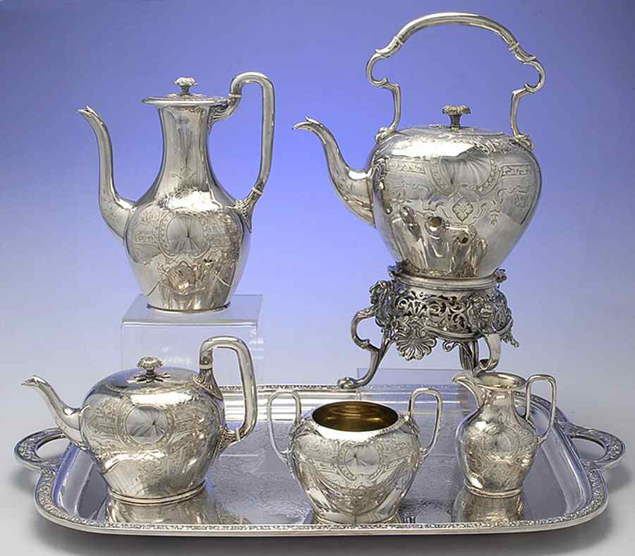 W2S1 (Silverplate, Hollowware) 6 Piece Tea Set (CP, TP, CR, SUB, PKES*, WT24C) by William & George Sissons-1