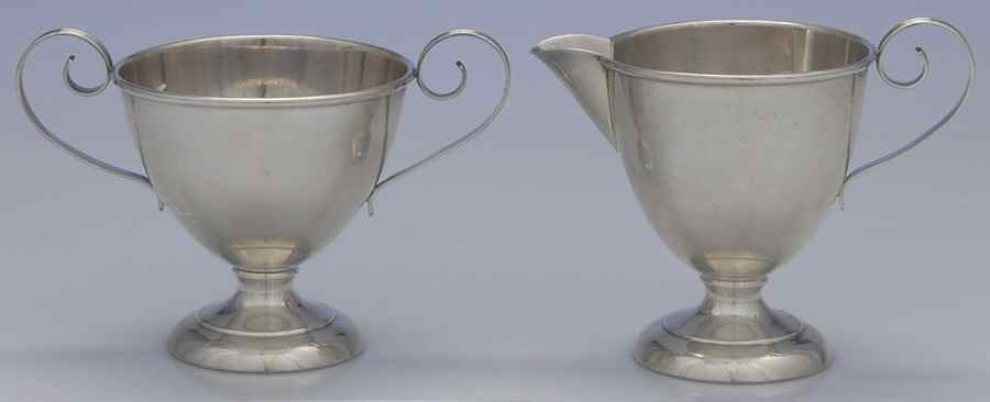 P3 (Sterling, Hollowware) Mini Creamer & Open Sugar by Watrous-1