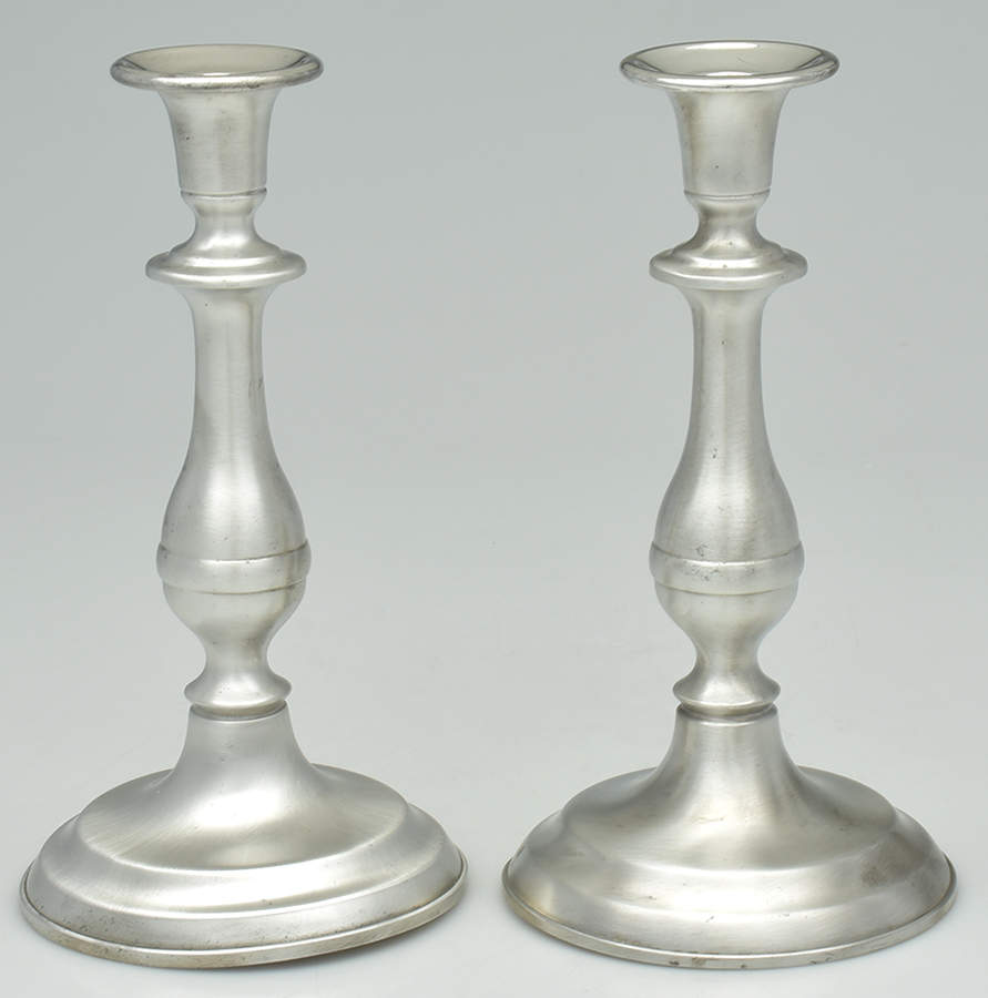 Pewter Candlesticks (Pewter, Hollowware) Pair of 9" Candlesticks by Woodbury Pewterers-1