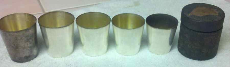 20 (Sterling, Hollowware) Set of 5 Nesting Cups with Case by Watrous-1