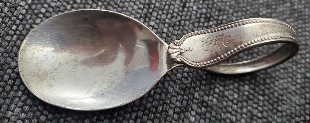 WSC81 (Sterling) Curved Handle Baby Spoon by Webster Co-1