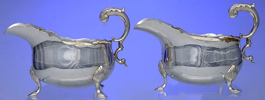 WJB1 (Sterling, Hollowware) (Set of 2) Footed Sauce Boat by Walter & John Barnar-1